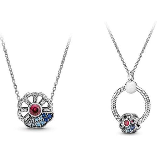 Fashionable new style wind retro ancient ways light luo small fan 925 necklace female collarbone chain