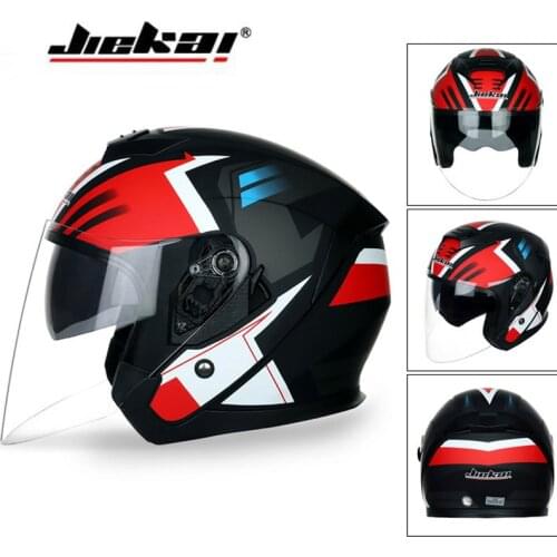 ABS Half Face Motorcycle Helmet Half-covered Double Lens Electric Bicycle Motorbike Helmets men women four seasons Universal PC