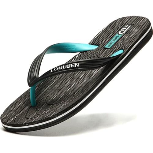 Mens Letter Flip-Flops Summer Anti-Skid Shoes Outer Wear Flip Outdoor Sandals Trend Rubber Beach Breathable Soft Sole Slippers