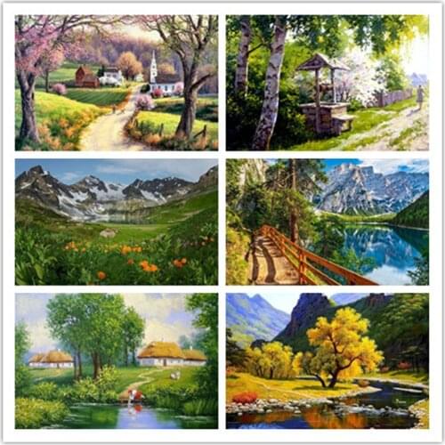 DIY Painting By Numbers HandPainted Oil Painting Landscape Picture Paint Drawing On Canvas Home Decoration Unique Gift