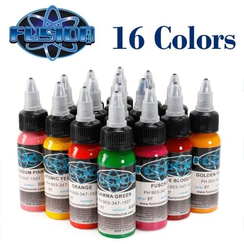 16 Colors/Pcs Tattoo Pigment Set Kits Body Art Tattoo 1oz Professional Beauty Permanent Tattoo Paints Supplies Tattoo Inks