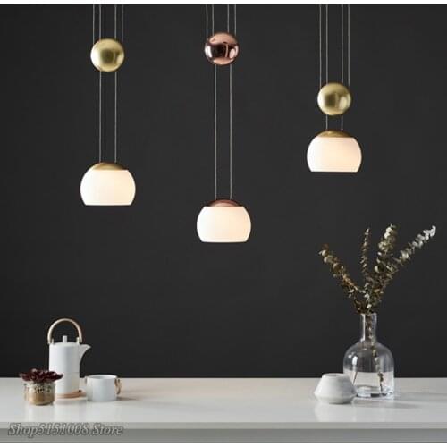 Nordic led pendant lights Restaurant Kitchen Hanging lamp Suspension Glass ball Lifting Luminaire Home decor Industrial Lighting