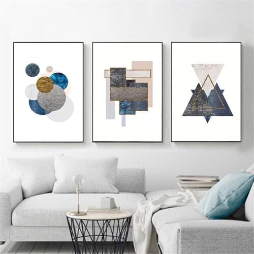 Nordic Style Geometric Art Pattern Stitching Canvas Prints Posters Modular Wall Paintings For Living Room Wall Art Home Decor