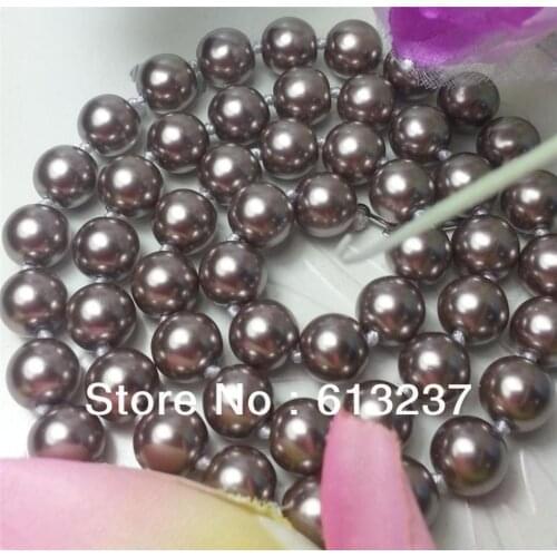New fashion diy round beads 8mm brown shell simulated-pearl necklace for women jewelry high grade making 18inch YE0032