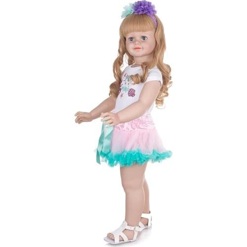 Bebes doll with 78 CM Huge Stand Doll Toddler Baby Girls All Body Silicone Lifelike Boneca Dressed Up Princess Child Playmate