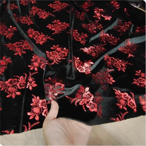 New flower red High-grade Stretch Bronzing Gold Velvet Cheongsam Dress Suit Fabric