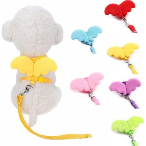 Angel Style Small Dog Cat Collar Harness Leash Set Cute Pet Puppy Adjustable Chest Collar Walking Lead Rope Cat Accessories