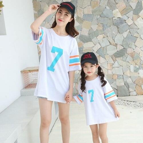 Mother daughter dresses Family matching Clothes Women Kids Girl Letter Cute Dress mommy and me clothes T shirt Dress