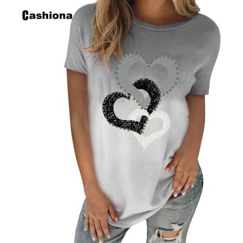 Plus size 4xl 5xl Women Elegant Leisure Casual T-shirt Model Chain Love Print Womens Top 2021 Summer Loose Tees shirt Femme