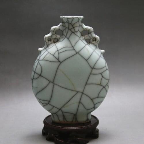 Rare Old Chinese MingDynasty(1368-1683) Kiln Porcelain Ribbon flat vase, best Home Decorationsm Free shipping