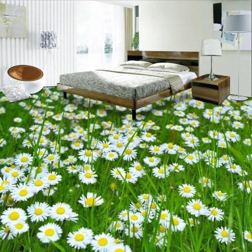 Custom Any Size) PVC Self-adhesive Grass 3d Floor Mural Sticker 3d Flower Wallpaper for Toilet Kitchen Room Bathroom Waterproof