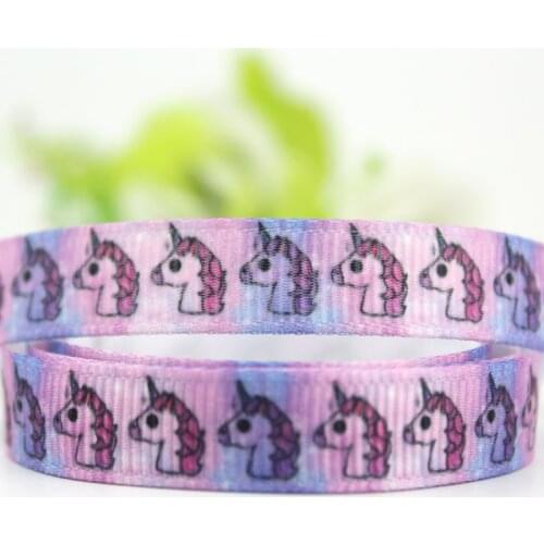 Cute 3/8" cartoon unicorn printed grosgrain ribbon 10mm 20 yard gift packing tape DIY kids bows wedding decoration ribbons