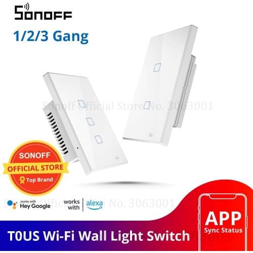SONOFF T0US TX Wifi Smart Wall Light Switch Timer 1/2/3 Gang Support Voice/APP/Touch Control Works With Alexa Google Home IFTTT
