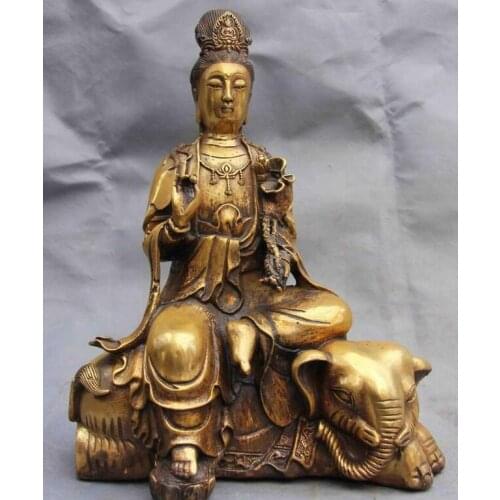 Tibet Copper Bronze Gild Samantabhadra GuanYin Kwan-yin Boddhisattva Buddha God