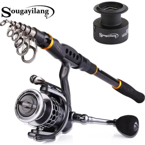 Sougayilang 1.8- 3.6m Fishing Rod Reel Combos Telescopic Portable Spinning Poles And Spinning Reel With Spare Coil Set de Pesca