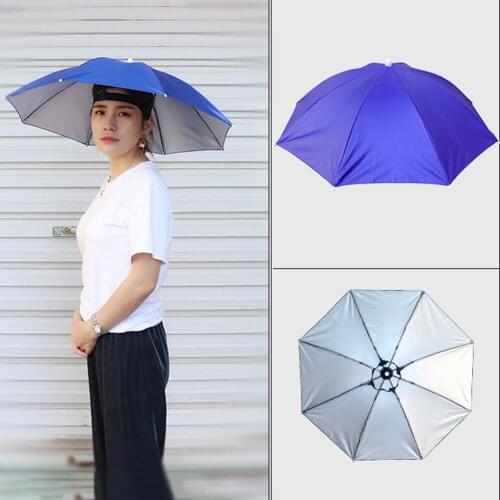 Outdoor Foldable Head Umbrella Hat Anti-Rain Anti-Sun Head-Mounted Headwear Sun Cap Foldable Fishing Golf Cycling Hiking Camping