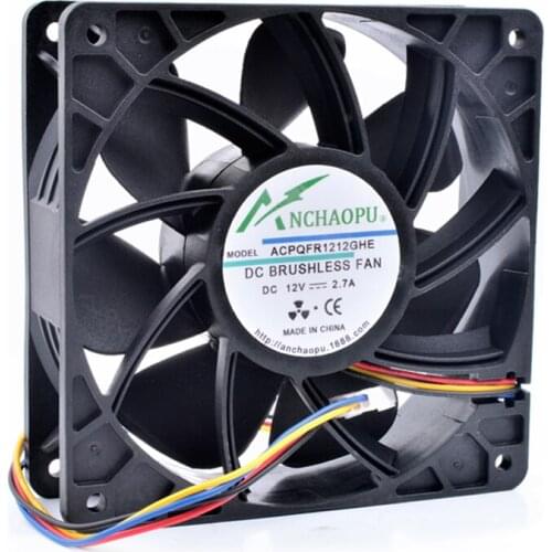 Brand new original ANCHAOPU QFR1212GHE 12cm 12038 120x120x38mm 12V 2.7A 4 lines pwm server chassis large air volume cooling fan