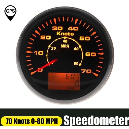 Waterproof GPS Speedometer Odometer 0-70 Knots 0-80 MPH Speed Gauge With 8 Color Backlight 12V/24V For Car Boat Motorcycle