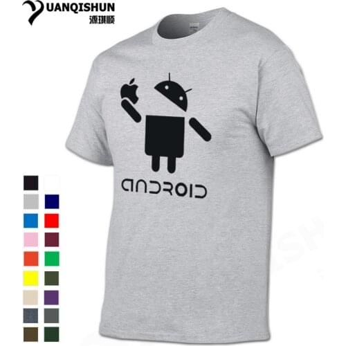 YUANQISHUN Funny Creative T-shirt Android Robot Eat Apple Humor T Shirt 2019 Summer Street Trend Tshirt Casual Men Top Tees 3XL
