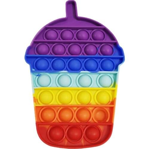 Funny Silicone Glitter Drink Cup Pattern Push Bubble Sensory Toy Anti-stress Relaxing Fidget Autism Toys for Adults Kids