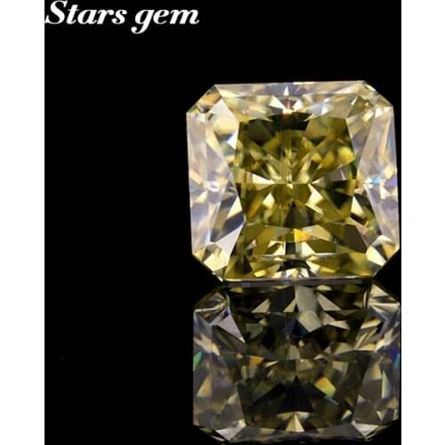 Yellow Color Square Octagon Shape Radiant Cut 5x5mm-12x12mm Loose Moissanite Stone for Jewelry Making