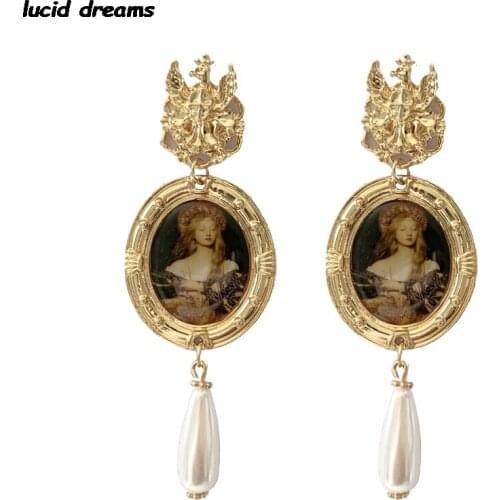 Russian Princess Fashion Metal Elegant Drop Earring Woman 2020 New Vintage Gold Color Statement Earrings Accessories Brincos