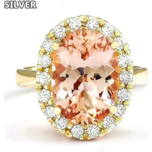 2 C Champagne Wedding Rings For Women Engagement Jewellery Natural Morgan Stone Ring Jewelry Decoration For Women Accessories