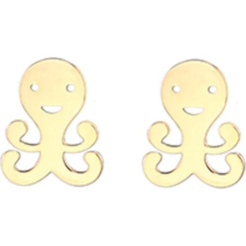 RIR Cut Tiny Animal Octopus Stud Earrings For Women In Stainless Steel Funny Simple Design Silver Gold Rose Gold Choose
