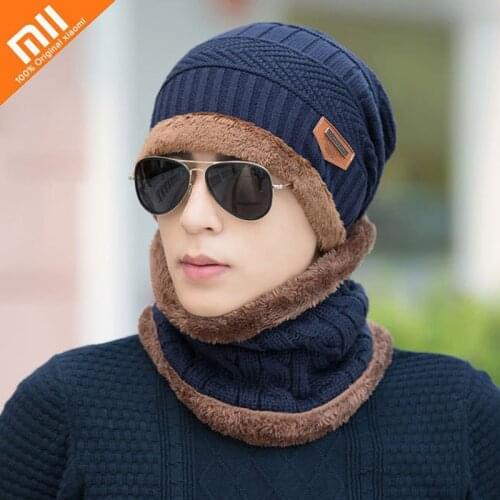 Xiaomi Winter Hats Men Fashion Beanie Hat Coral Fleece Winter Cap Men Women Scarf Caps Set Warm Breathable Knitted Hat Bonnet
