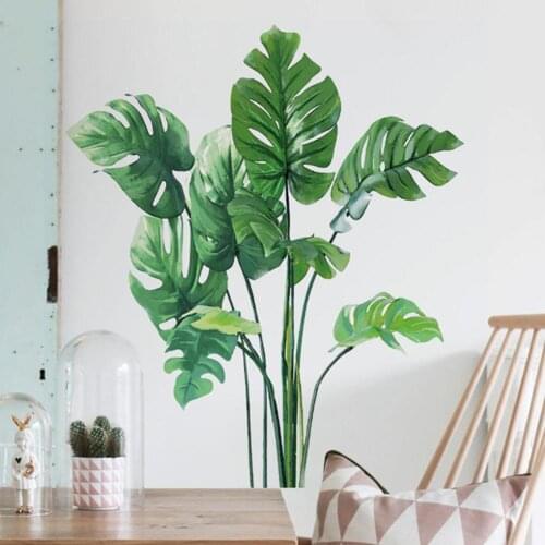 1Pc Tropical Plant Leaves Removable Mural Self-adhesive Waterproof Wall Sticker Living Room Background Decal Home Decoration