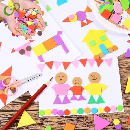 100/300/500Pcs DIY Foam Stickers Geometry Puzzle Self-Adhesive EVA Stickers Children Education Toys Crafts Arts Toys Gifts YJN