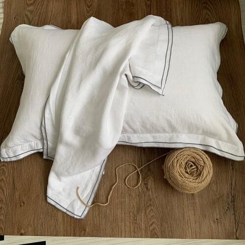 100% Linen French Pure Linens / Hemp Single Pillow Cover 48x74cm Envelope Style Summer Cool Antibacterial Pillow Case 2pcs