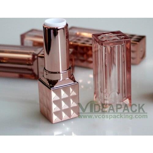 100pcs 4g plastic lipstick tube square tube DIY rose gold beeswax lip balm tube beauty tools standard inner cup size 12.1mm