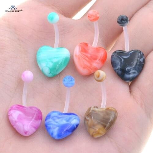 14G 1.6x10mm Candy Color Heart Belly Piercing Clear Acrylic Belly Ring Helix Piercing Earrings for Women Navel Ring Ear Jewelry