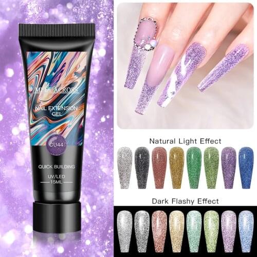 20ml or 15ml Reflective Glitter Poly Nail Gel Builder Gel All For Manicure Nail Art Design Luminous Gel Nail Extension Nail Gel