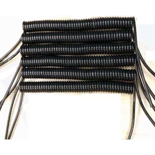 2 pieces/lot 15 ft 4.6m Retractable 90 degree 2x1.5mm2 OD7.5mm tpu spiral power cable spring Cord Suitable for outdoor use