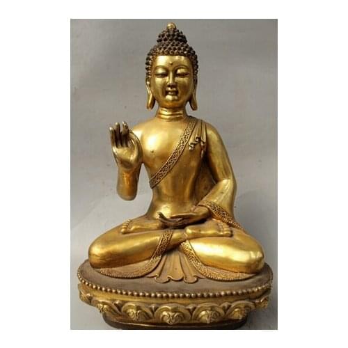 22"China Tibet Buddhism Bronze Gild Shakyamuni Amitabha Buddha Sakyamuni Statu statue