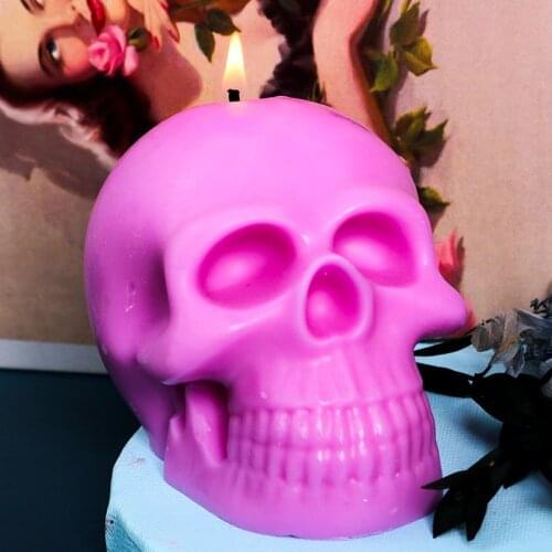 3D Large Skull Silicone Candle Mold for Handmade UV Epoxy Resin Soap Mould Aroma Candle Making Wax Molds Halloween Party Decor