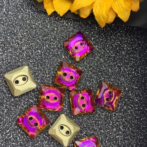 Sewing accessoriess quare glass Black buttons crystal diy button Double hole Sewing decorative Crafts clothes buttons 5p