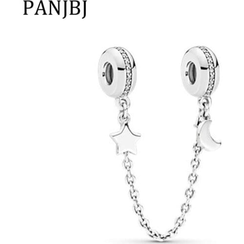 Authentic 925 Sterling Silver Beads Charm Personal Galaxy Safety Chain Charms Fit Pandora Bracelet Women Diy Jewelry 2019