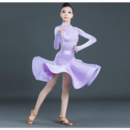 High Quality Long Sleeves Latin Dance Dress For Girls Competition Ballroom Kids Tango Salsa Dancewear Children Cha Cha Costumes