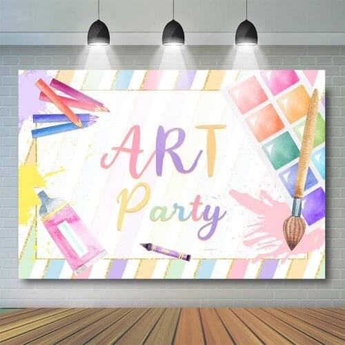 Art Party Birthday Backdrop, Girls Art Theme Party Decoration, Colorful Messy Paint Birthday Party Banner