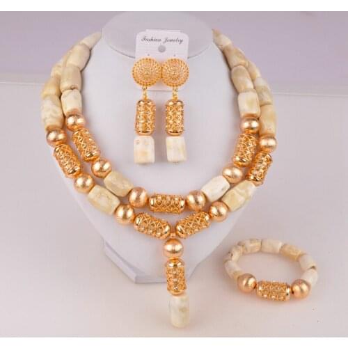 Graceful White Coral Beads for Nigerian Wedding African Jewelry Coral Beads Set C42-03