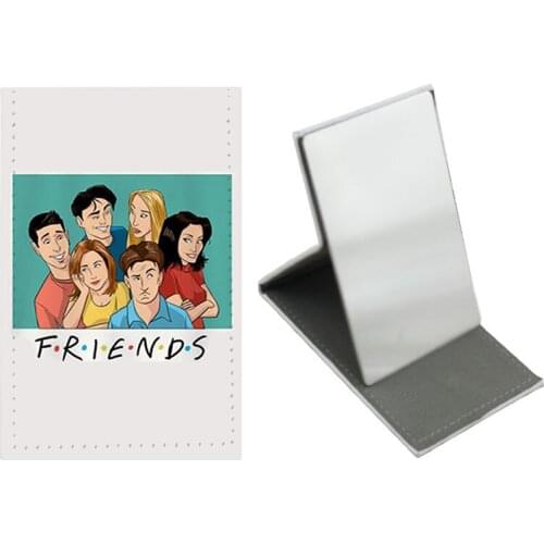 JWEIJIAO Women Makeup Mirror Stainless Steel Desktop Mirror Friends TV Show Folding Leather Portable Mirror gift for mother FR68