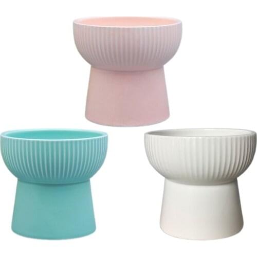 Ceramic Raised Elevated Bowl Pet Cats Dogs Food Water Dish Stress Free Porcelain Feeding Dispenser