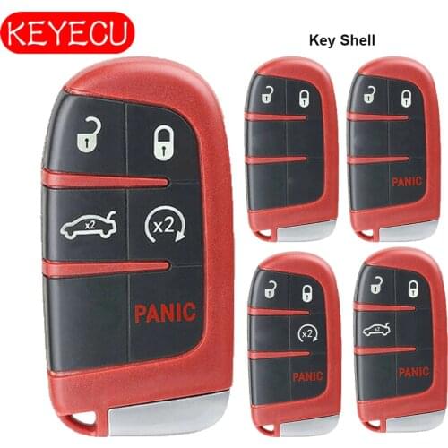 Keyecu Red Remote Key Shell Case Fob Replacement for Chrysler Jeep Dodge Challenger Charger Dart Durango 2011-2018
