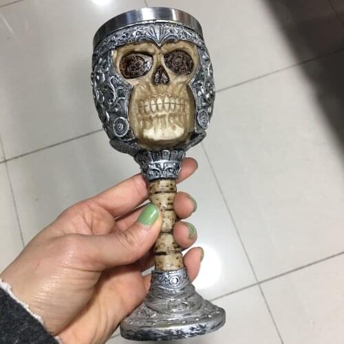 SKull Coffee Mugs Cool Tea Wine Cups Stainless Steel Resin Goblet Drinkware