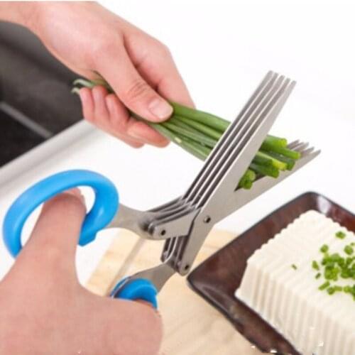 5 Layers Stainless Steel Multi-Layer Kitchen Scissors Chopped Green Onion Vegetables Cutting Herbs Spices Scissors Cooking Tools