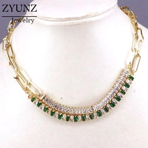 6PCS, CZ Tennis chain necklace chokers jewelry link chain necklace for women fashion accessories gift for women