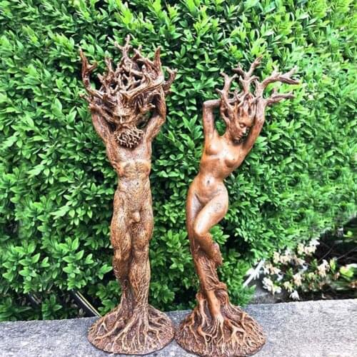 Forest Goddess Couple Statue Resin Desktop Decoration Craft Garden Handicraft Ornaments Tree God Figurine Statue Ornaments